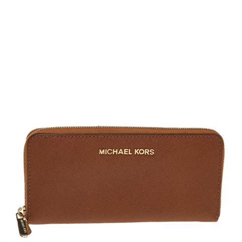 michael kors small color-block leather envelope wallet|Michael Kors signature wallet brown.